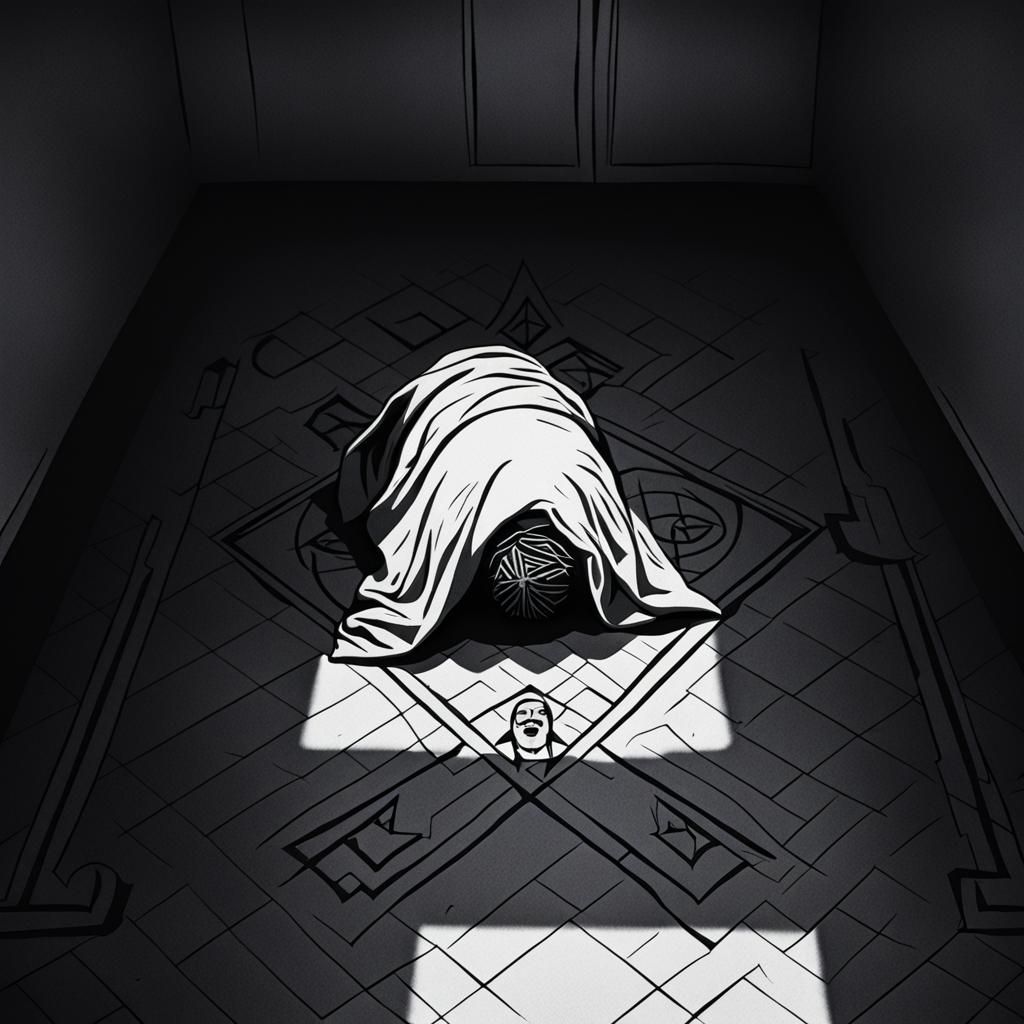 Occult Symbol on Linoleum Floor With Sleeper