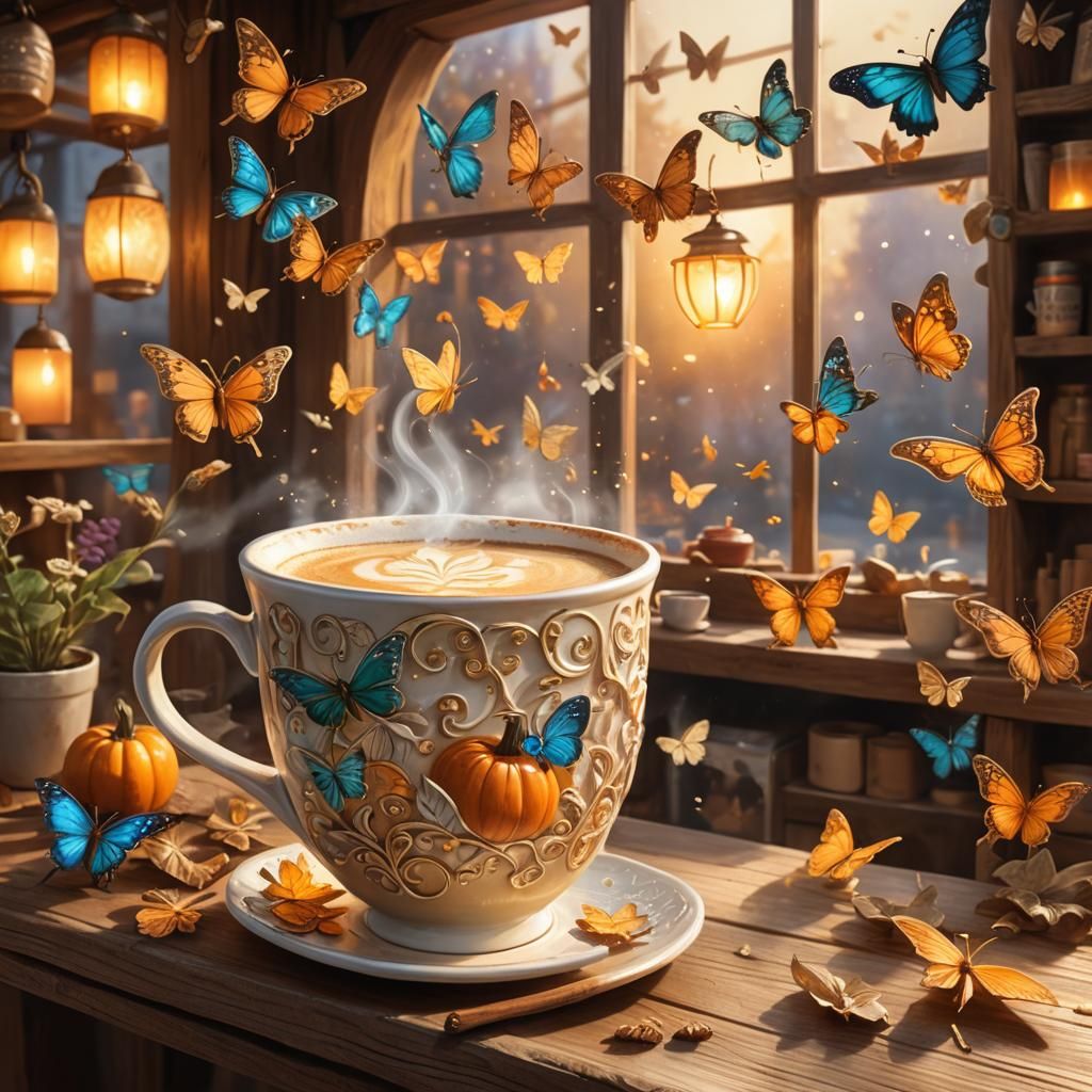 Pumpkin Spice Latte in Fantasy Coffee Shop