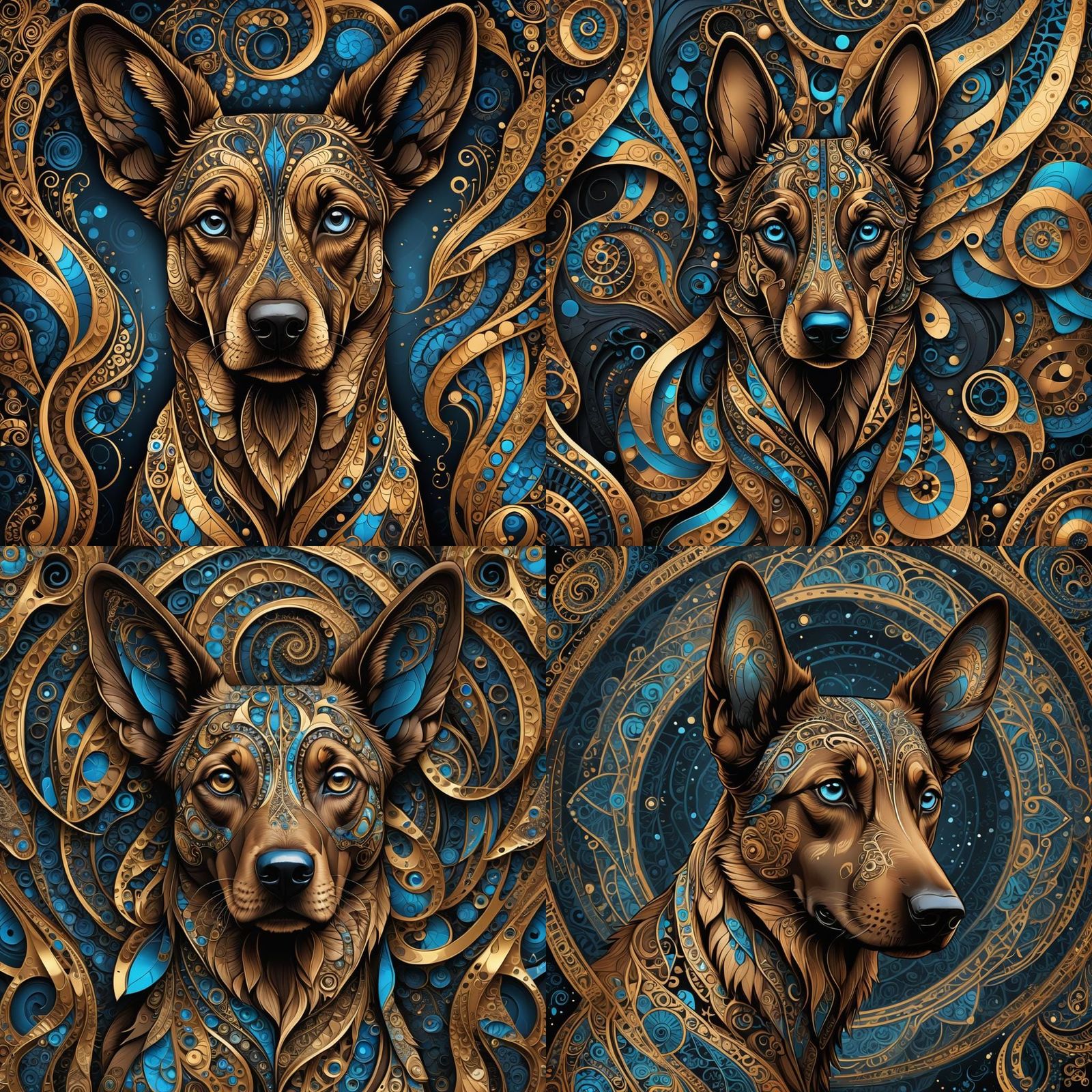 Dog Portrait in Abstract Vector Fractal Style