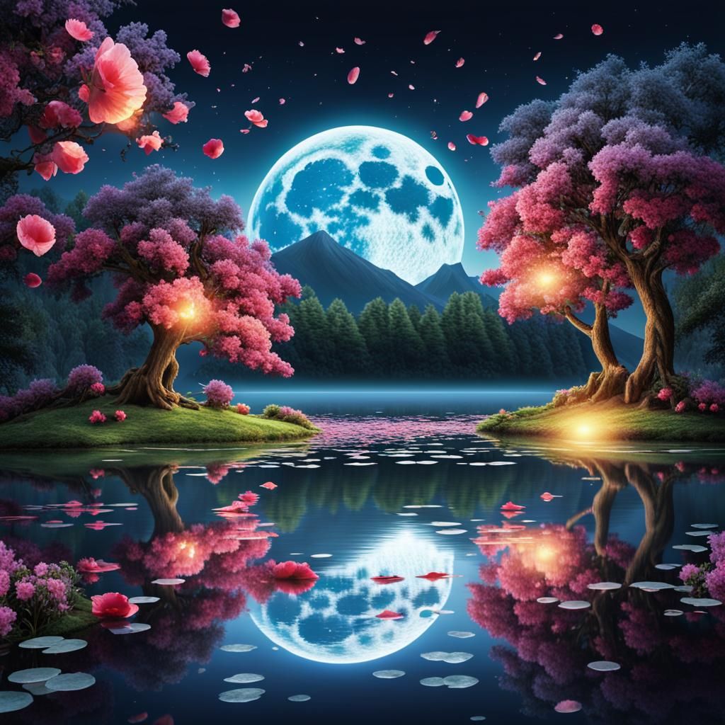 Mystical Moonlit Night Scene in Ultra HD