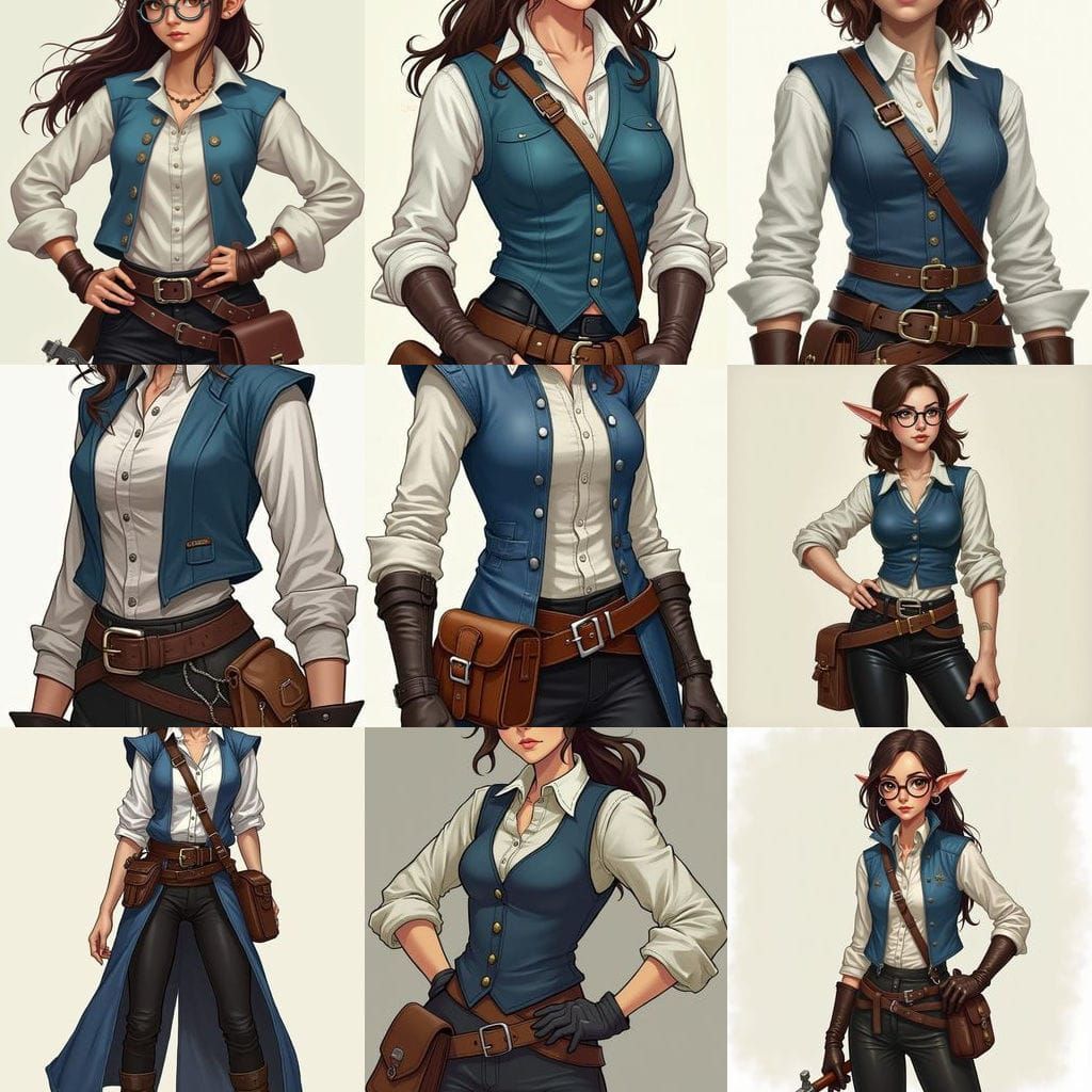 Elf with Tome Satchel in Fantasy Art Style