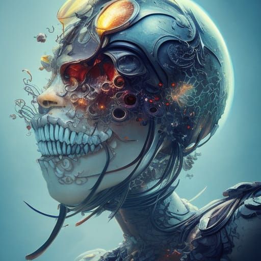 Dark Fantasy Warrior in Intricate Armor, Digital Illustratio...