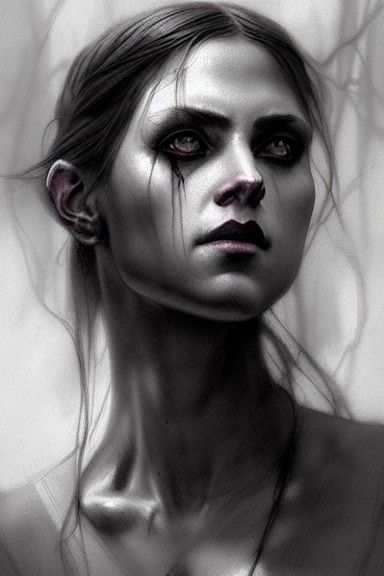 Hyperdetailed Charcoal Portrait of Lilith, Queen of Hell