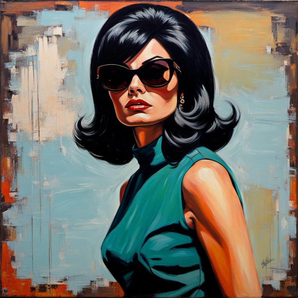 1960s Spy Girl Oil Painting