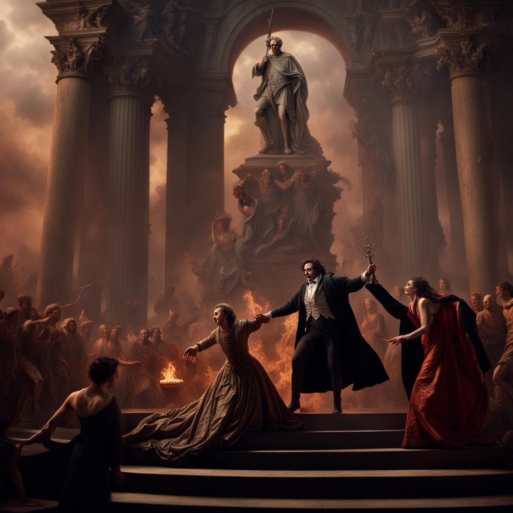 Don Giovanni Dragged to Hell: Dramatic Digital Painting