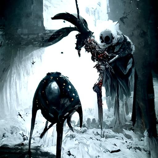 Decayed Hollow Knight: A Macabre Horror Illustration