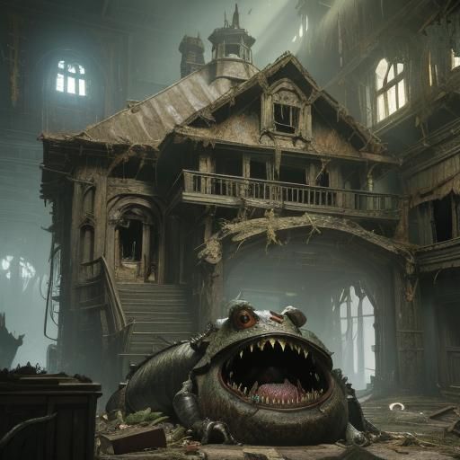 Monster in Abandoned House: Dark Fantasy Concept Art