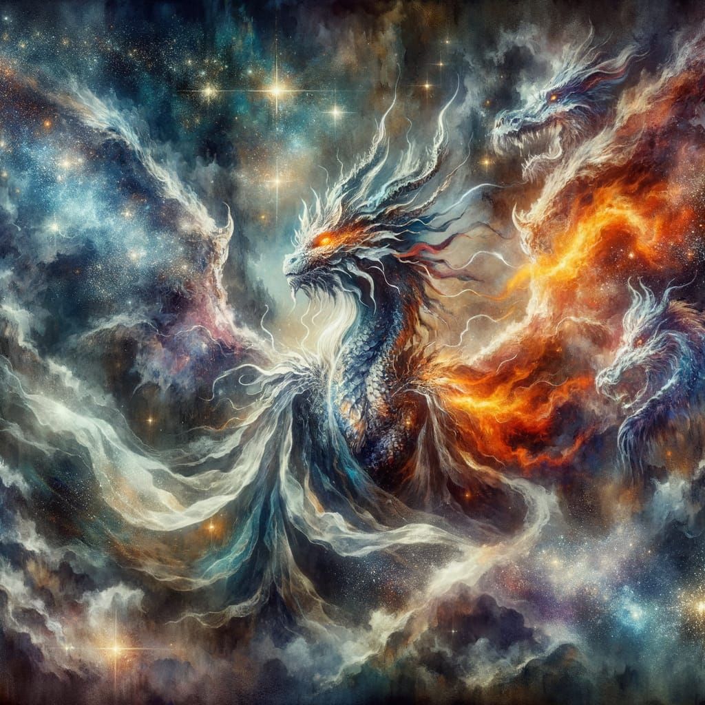 Mystical Dragon Goddess in Surreal Landscape