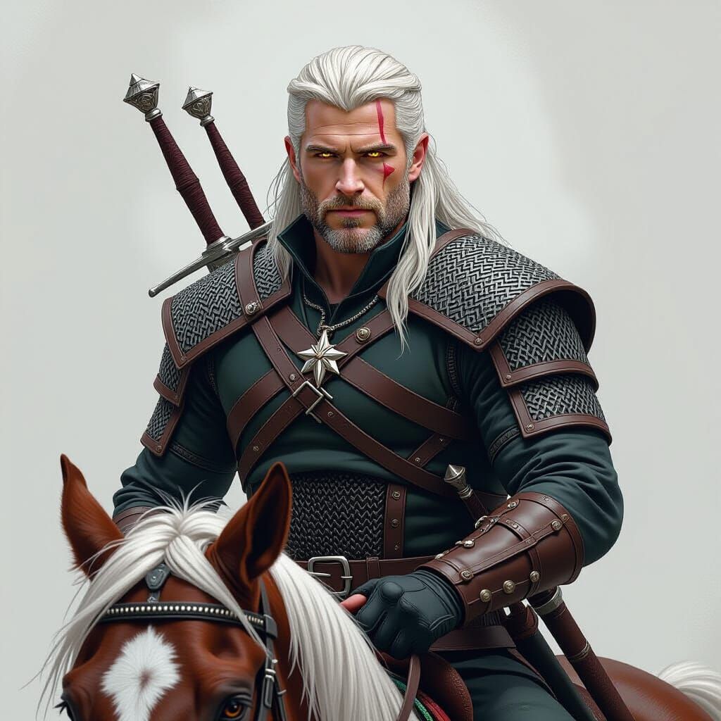 Geralt of Rivia on Roach: Dark Fantasy Art