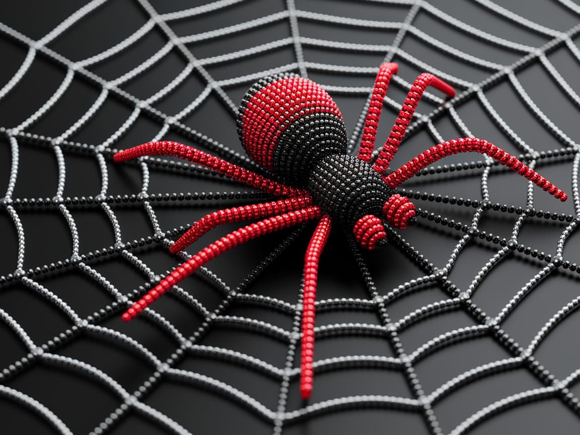 Stylized Spider in Modern Beaded Art