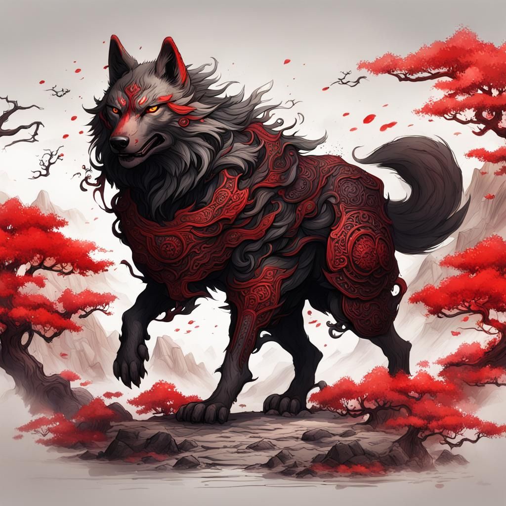 Wolf in Chinese art style