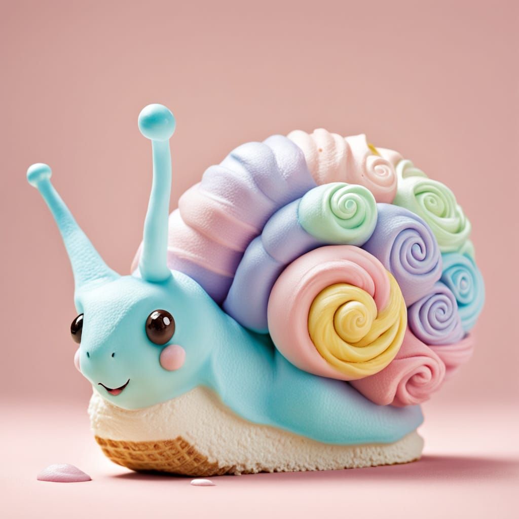 Cute Pastel Ice Cream Snail