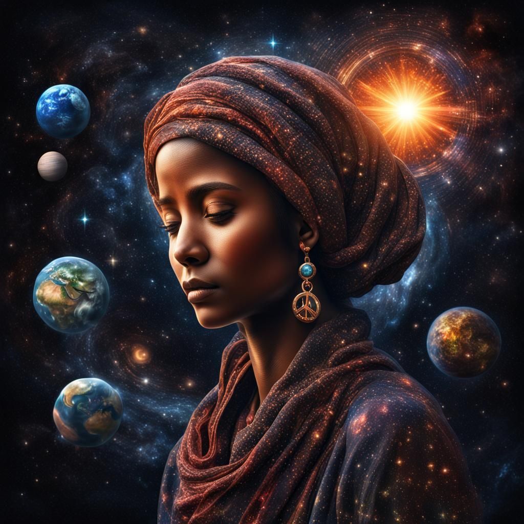 Cosmic Woman: Astral Holographic Illustration