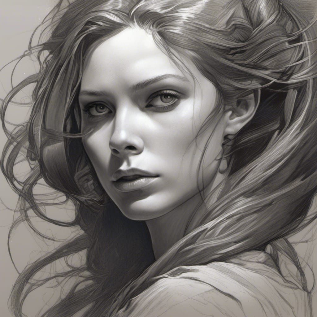 Graphite Portrait of a Beautiful Woman