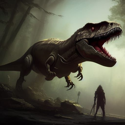 Hyperdetailed T-Rex in Dark Fantasy Style