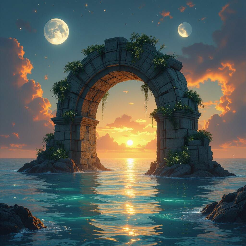 Bioluminescent Archway in Alien Ocean