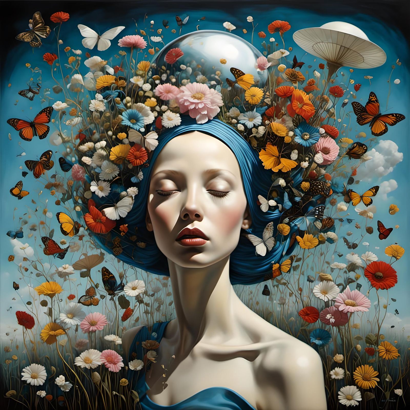 Surreal Dreamy Painting of an African American Girl