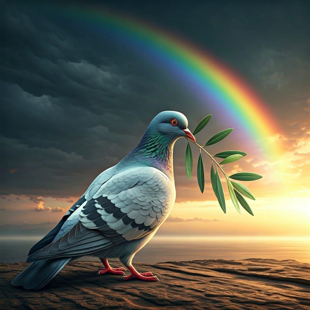 Hopeful Dove in a Vibrant Landscape