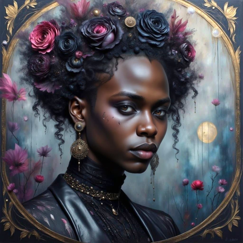 Gothic Fantasy Portrait of Black Man in Renaissance Style