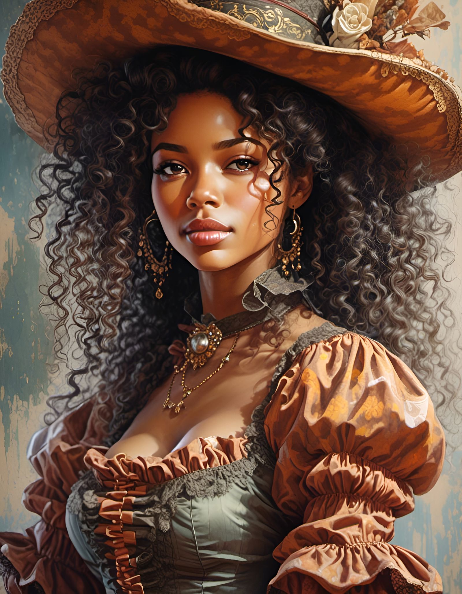 Steampunk Lady Portrait in Hypermaximalist Style