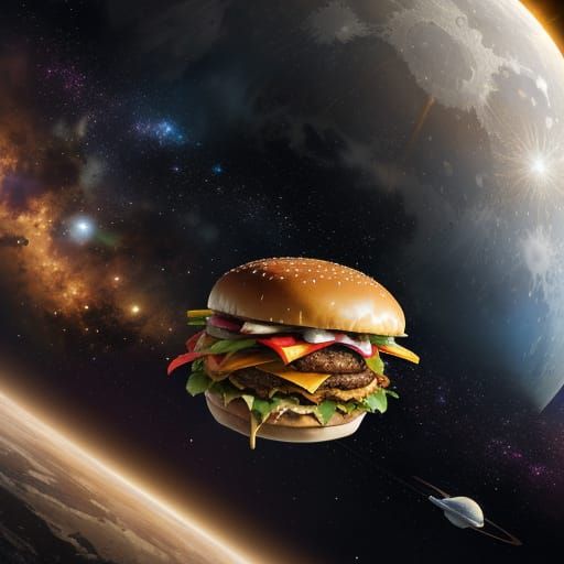 Earth in Solar System with Rainbow Sky and Rocket