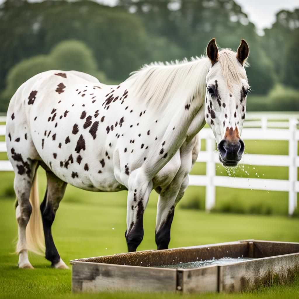 Bay Appaloosa Horse Drinking Water: Photography