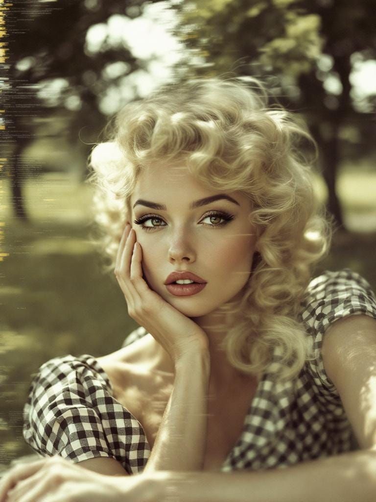 Pin-Up Woman in Glitch Art Style