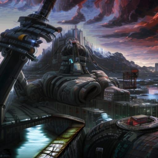 Post-Apocalyptic Futuristic Metal Bridge