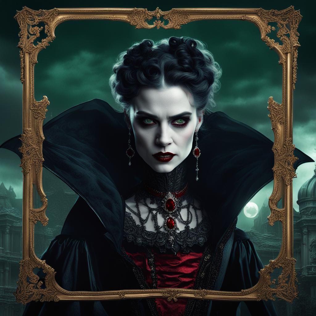 Victorian Vampire Portrait in Baroque Frame