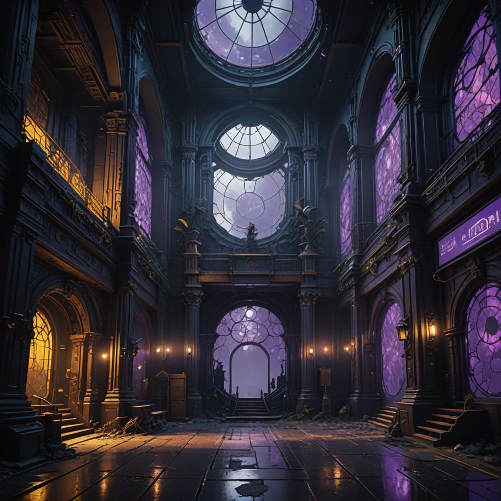 Dark Fantasy Split Screen Landscape in Greeble Style