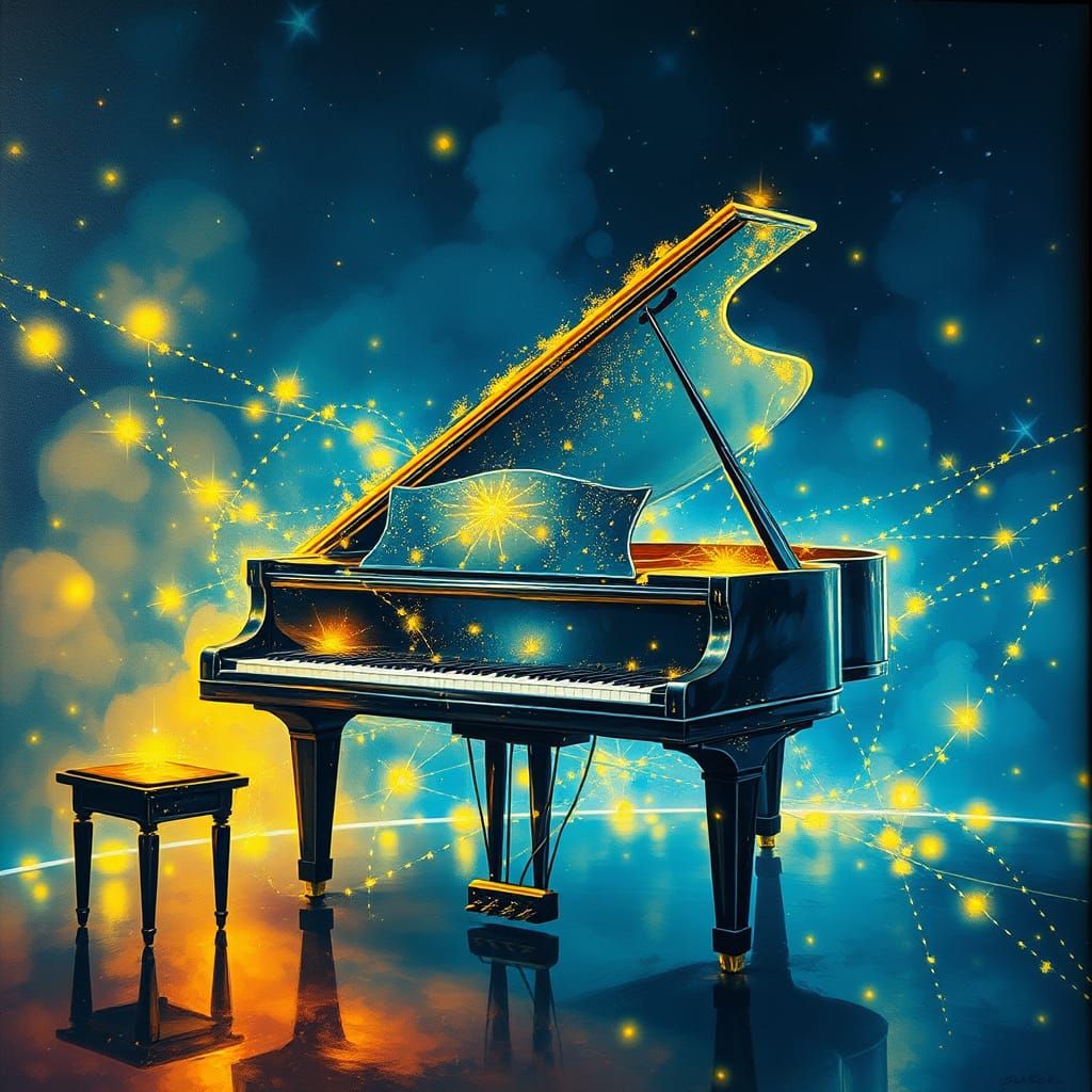 Luminous Piano in Celestial Gouache