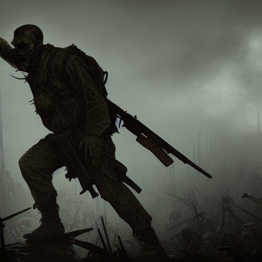 Vietnam War Zombie Soldier in Horror Style