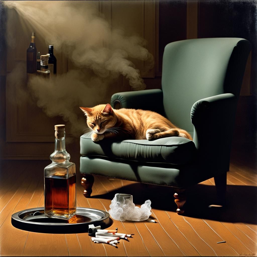 Realistic Photo of Cat Napping