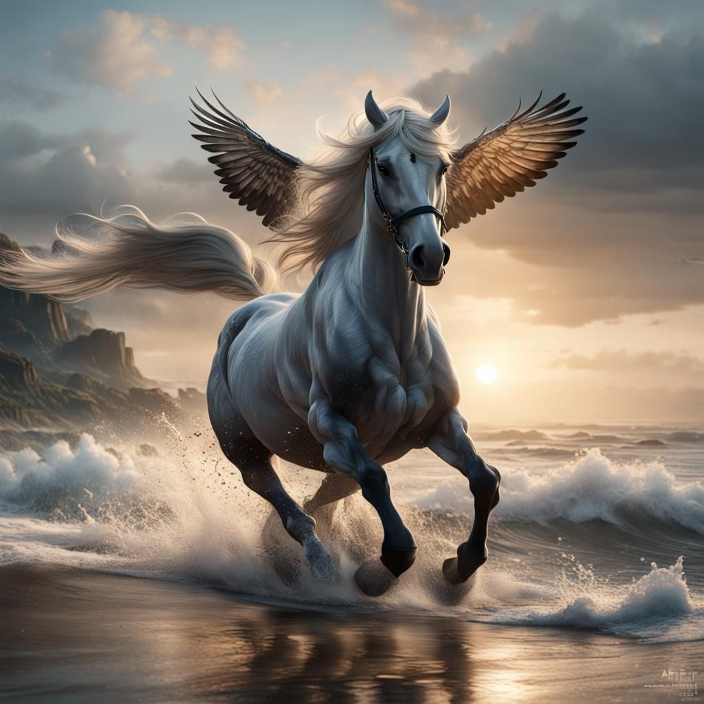 Majestic Horse and Owl: Fantasy Concept Art