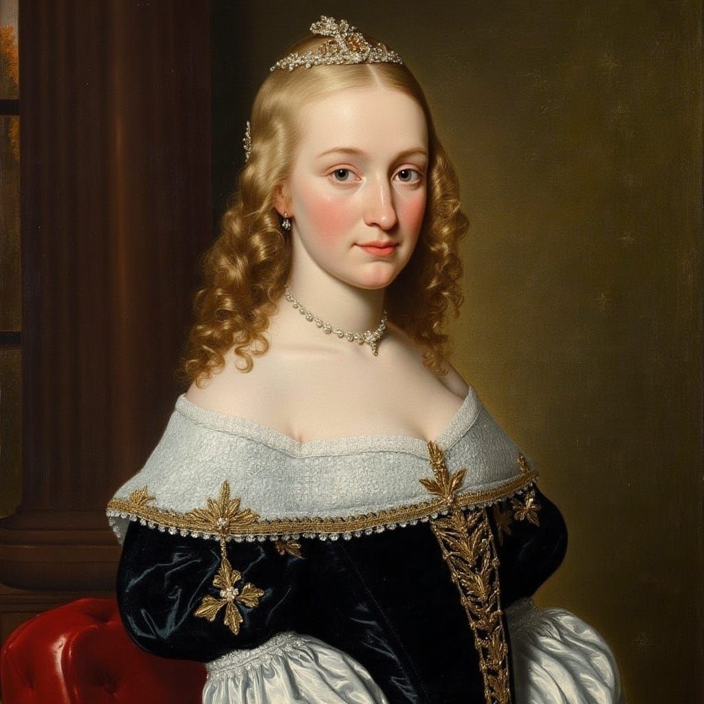 Young Blonde Woman Portrait in Mid 17th Century Style