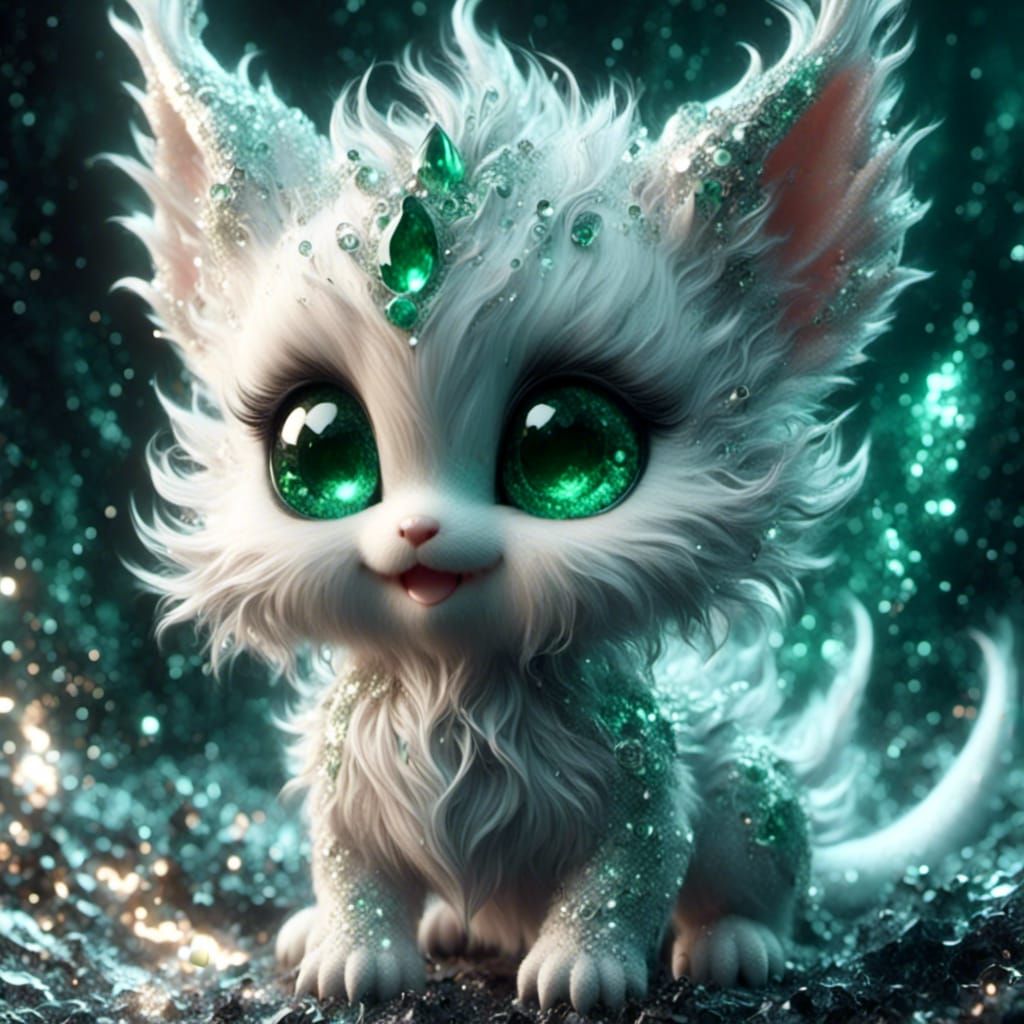 Emerald Chibi Dragon with Sparkling Eyes