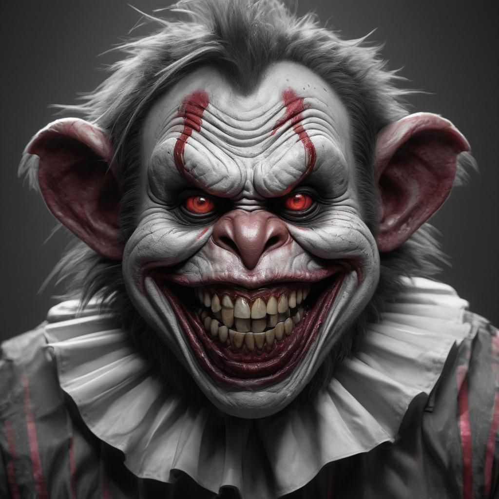 Zombie Monkey Clown Maniacal Grin: Police Mugshot