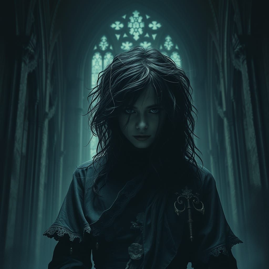 Mysterious Woman in Tattered Victorian Attire