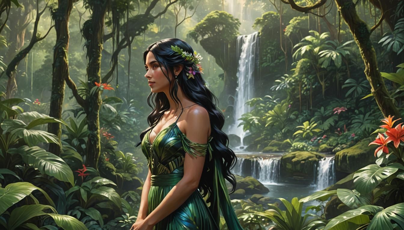Woman in Rainforest: A Vision of Enchantment
