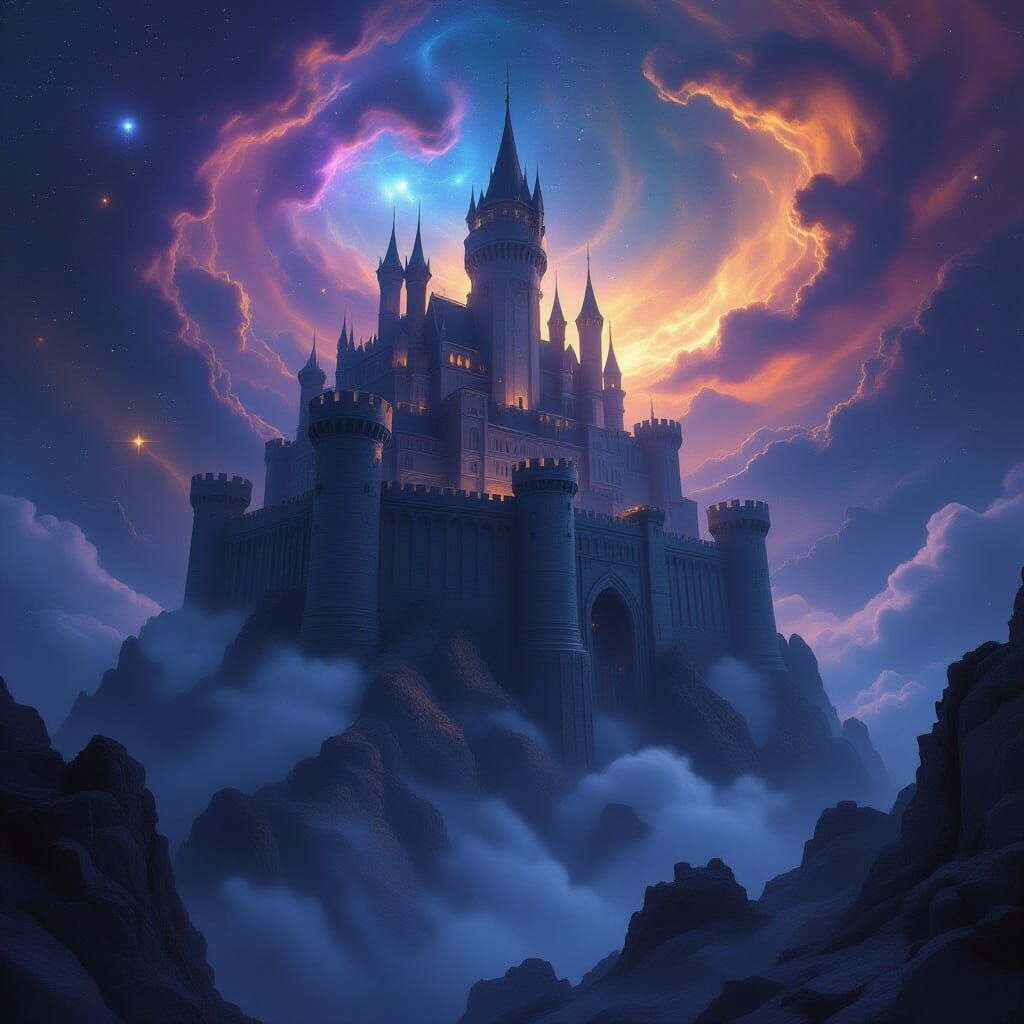 Colossal Castle Floating in Cosmic Void