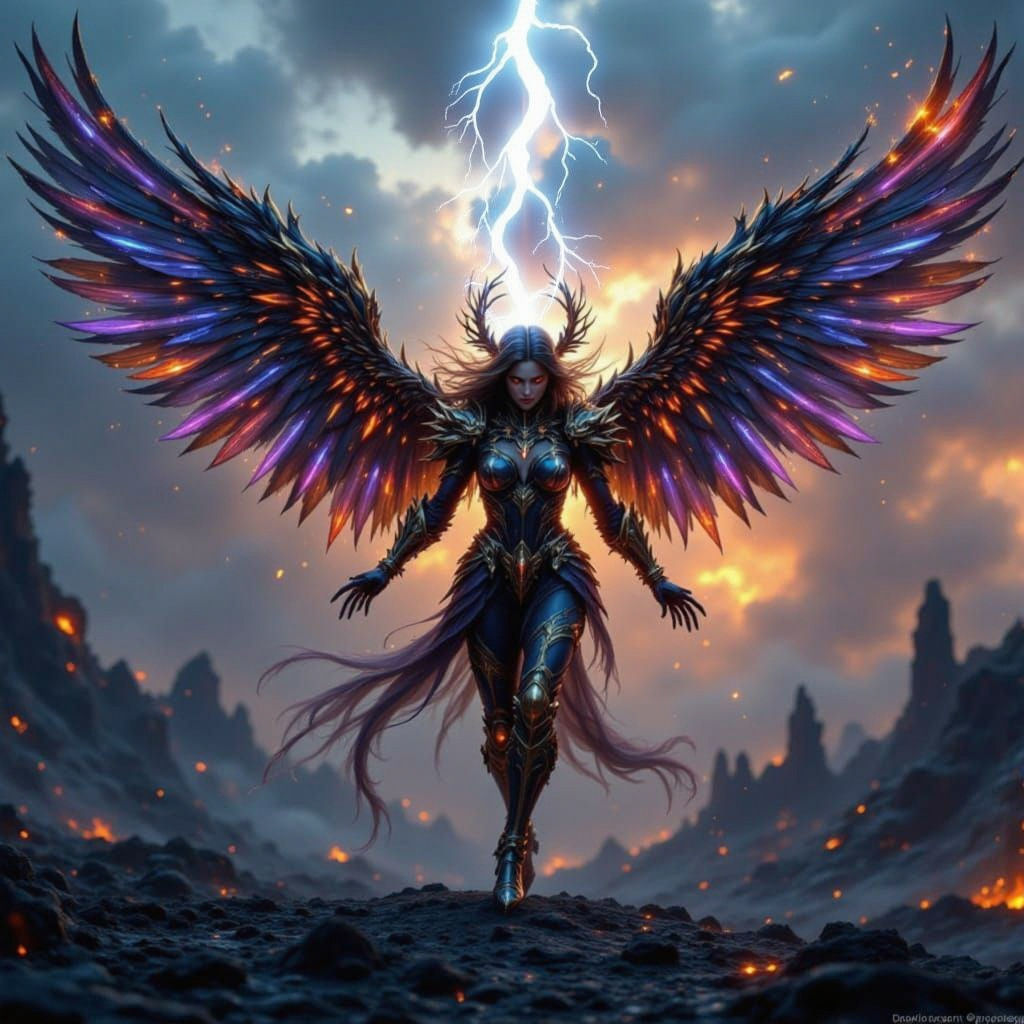 Warrior Angel Descends on Battlefield: Dramatic Illustration