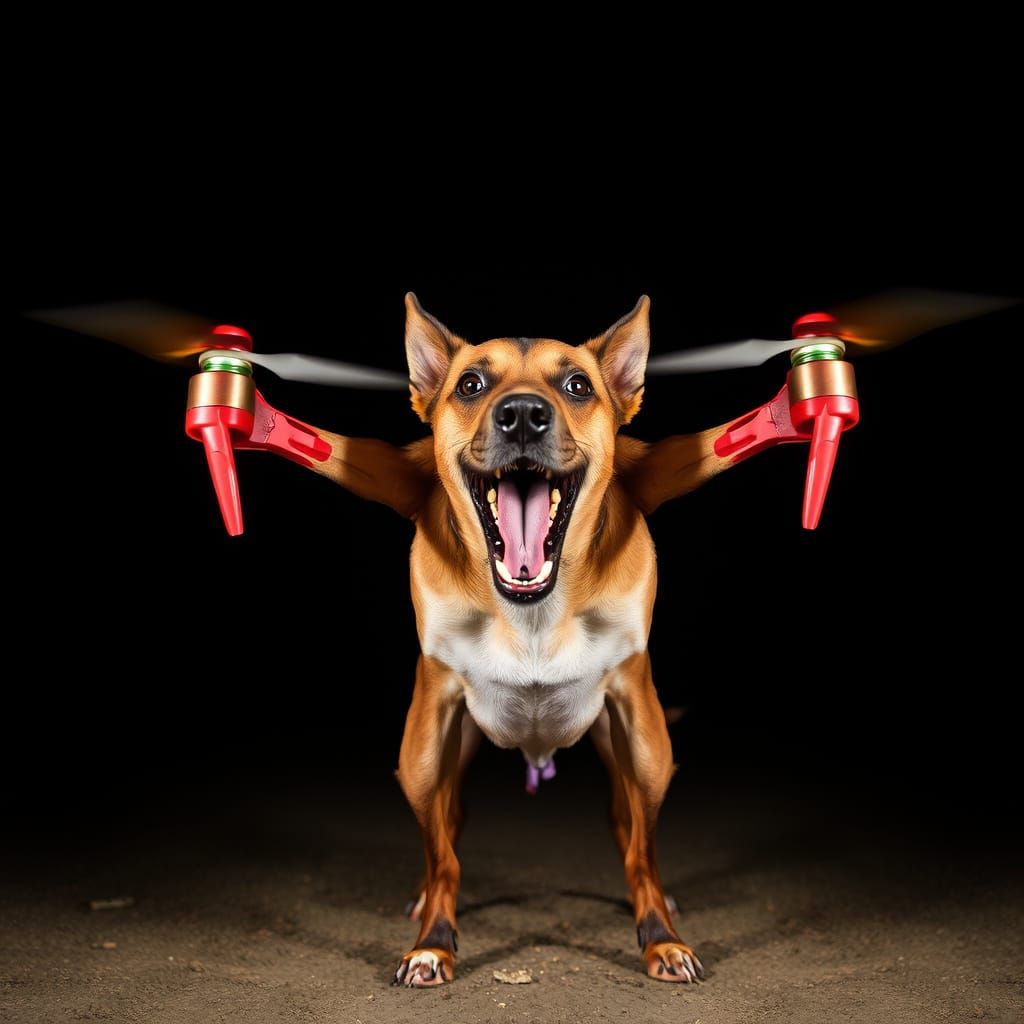 Dog chases drones. Apparently