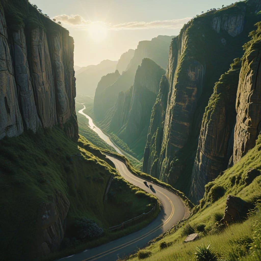 Winding Road to Heaven at Golden Hour