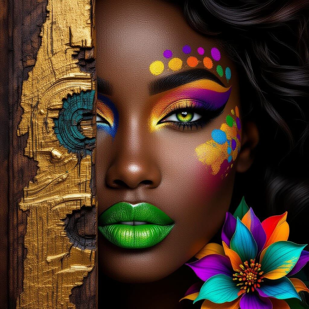 Bold Portrait of African Woman with Tribal Makeup