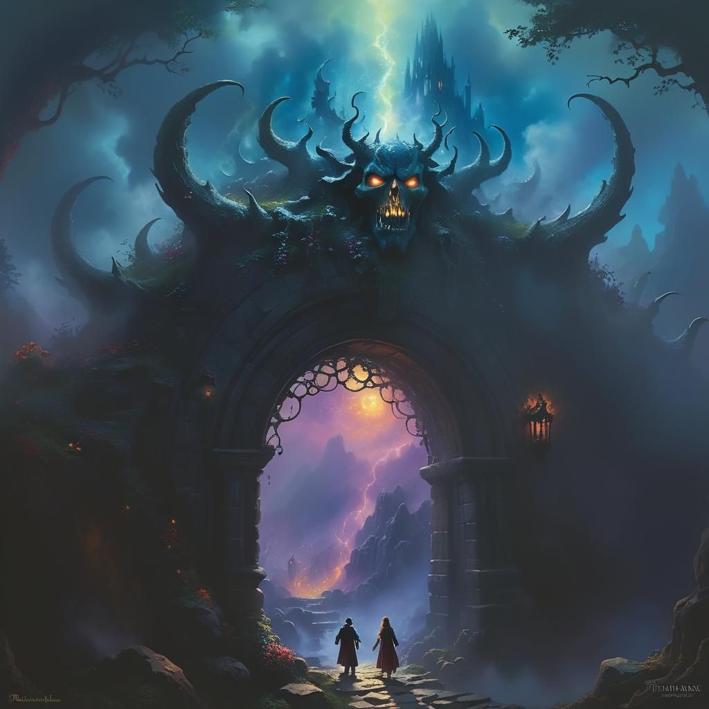Ethereal Magical Portal to Hell in Fantasy Style