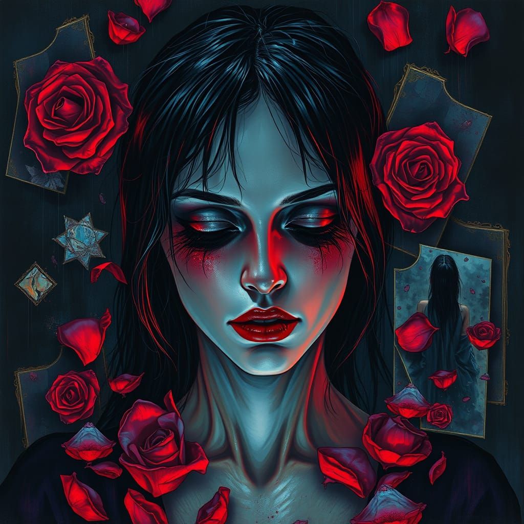 Shattered Reflections in a Haunting Cyberpunk Landscape