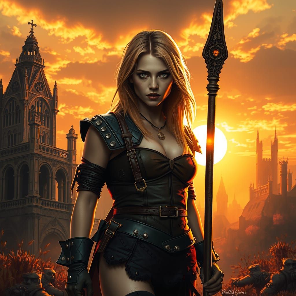 Buffy Summers Digital Art Portrait in Apocalyptic Sunset