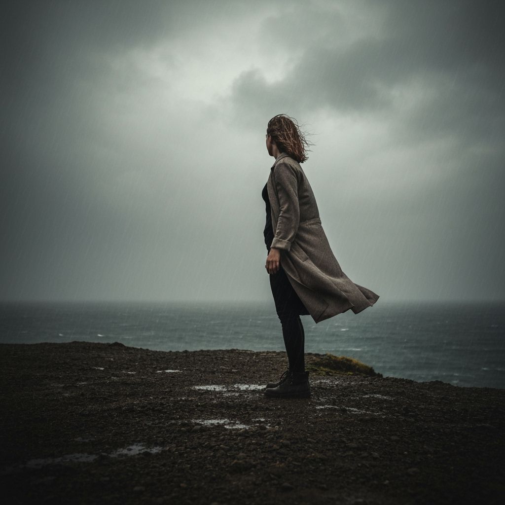 Figure in Duster Gazing at Storm, Digital Art