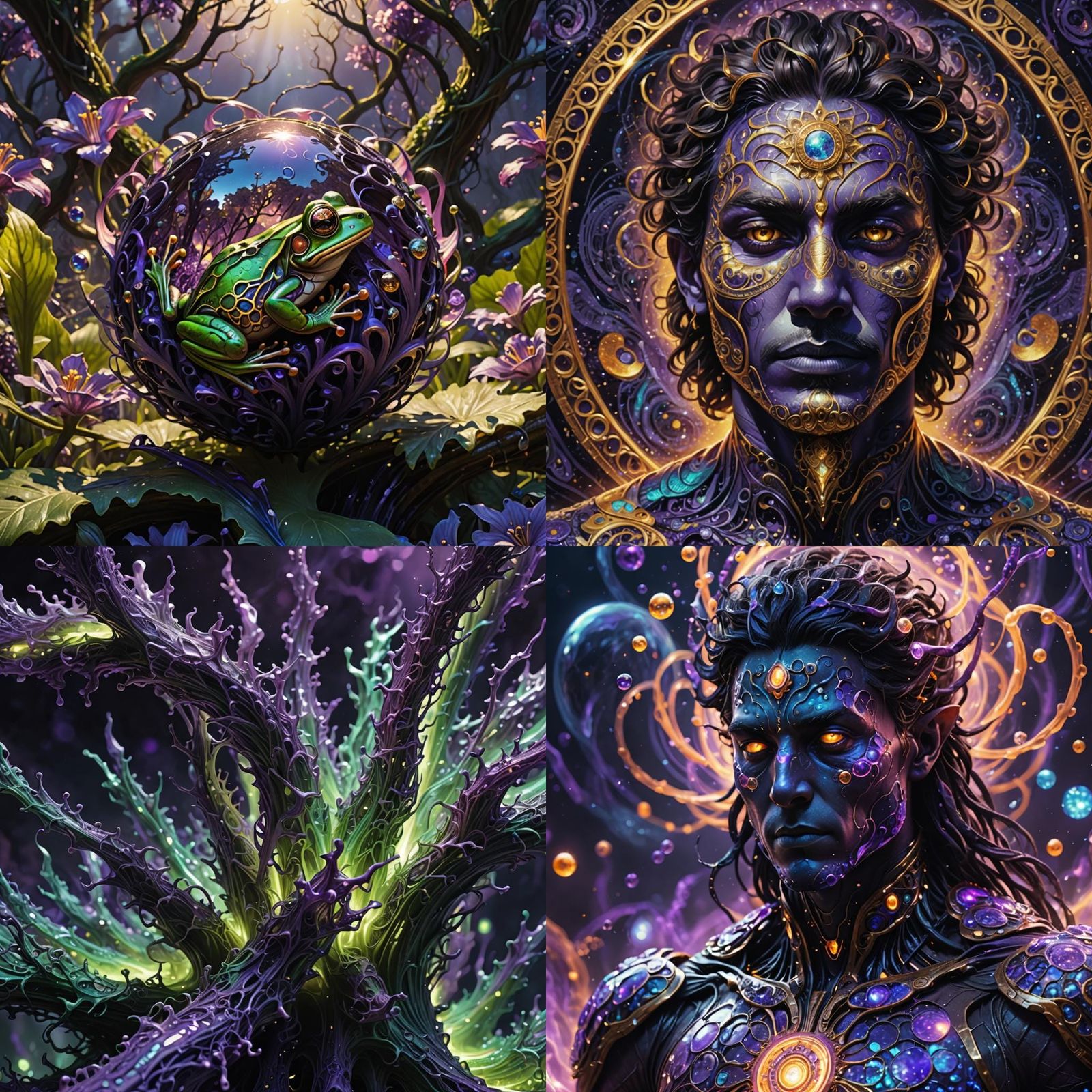 Vibrant Ultraviolet Fibonacci Bubble Design in 3D