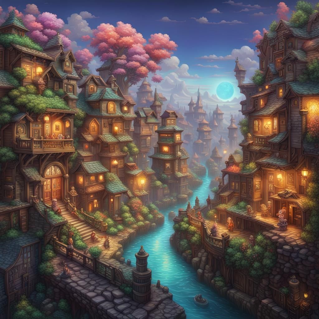 Cinematic fantasy landscape Splash art Julia Pott cool color...